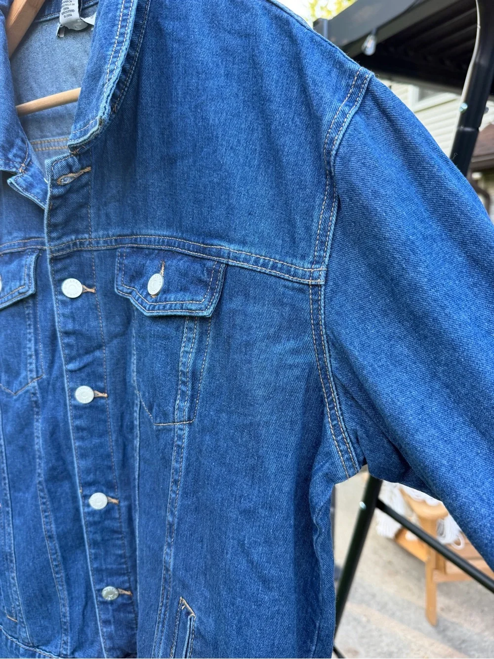 Sincerely Jules Oversized Denim Jacket Sz XL Medium Wash Classic Trucker Jean